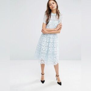 NWOT Warehouse Lace Collar Dress in blue